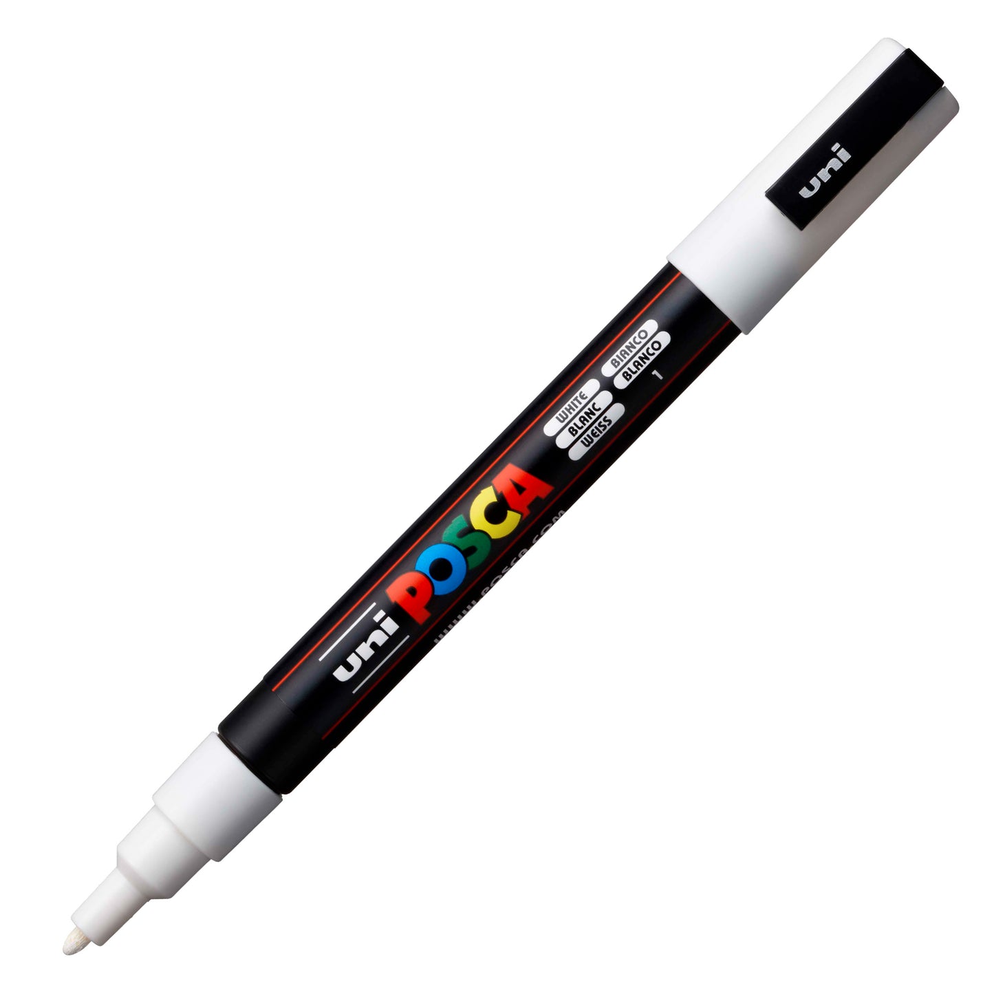 Marcatore a base d'acqua Uni Posca PC3M  - punta fine da 0,9mm a 1,3mm - bianco - Uni Mitsubishi