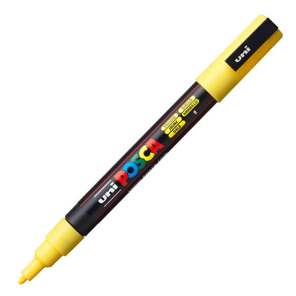 Marcatore a base d'acqua Uni Posca PC3M  - punta fine da 0,9mm a 1,3mm - giallo - Uni Mitsubishi