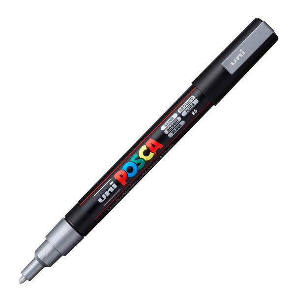 Marcatore a base d'acqua Uni Posca PC3M  - punta fine da 0,9mm a 1,3mm - argento - Uni Mitsubishi
