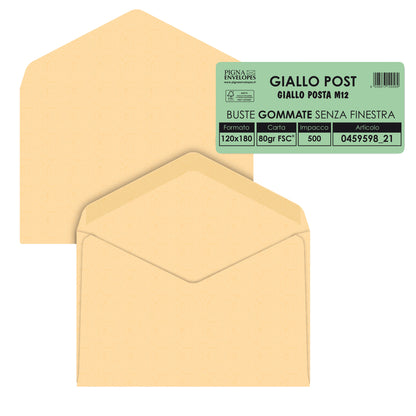 Busta Giallo Postale - gommata - 12 x 18 cm - 80 gr - carta riciclata FSC - giallo - Pigna Envelopes - conf. 500 pezzi