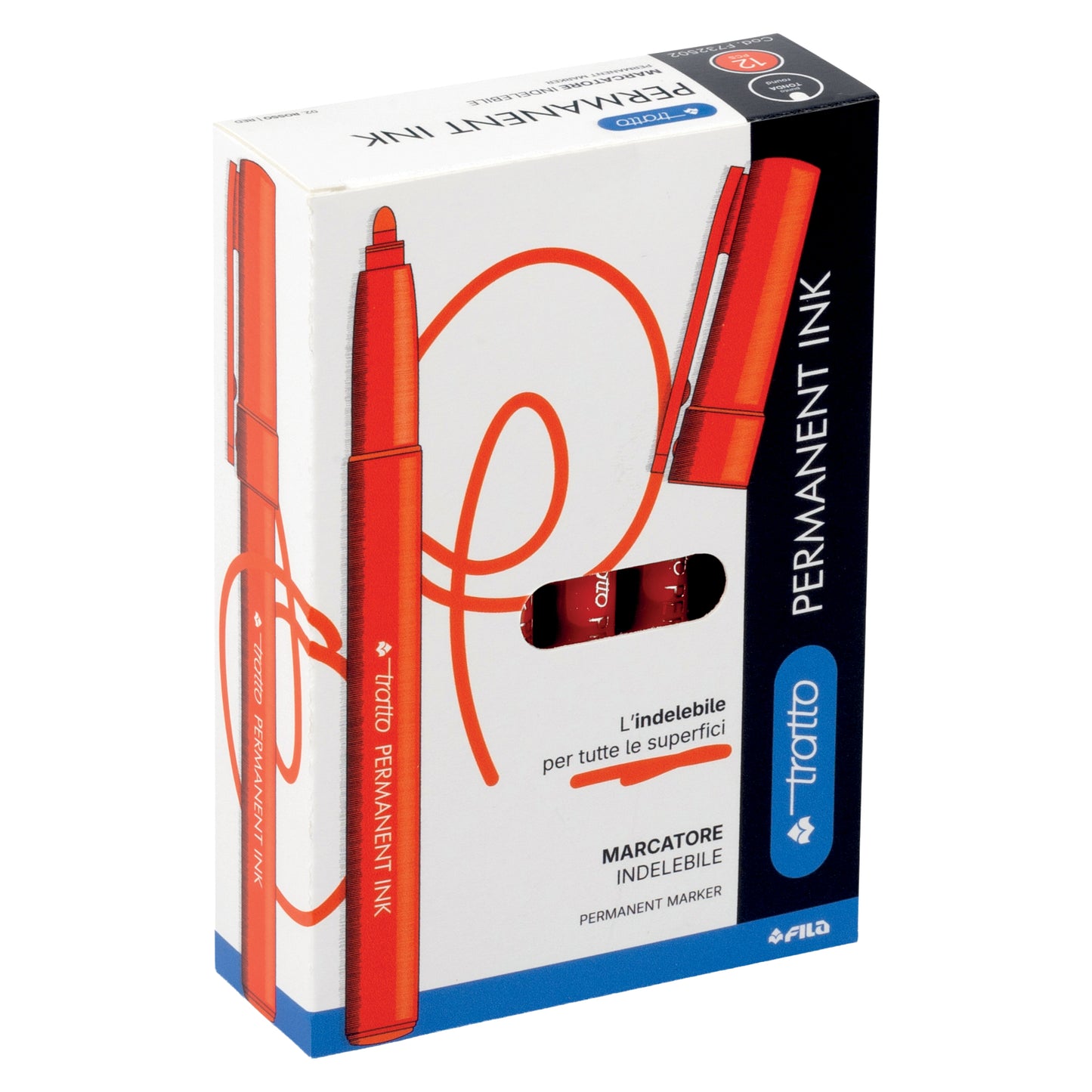 Marcatore Tratto Permanent Ink - punta tonda 2,00mm - blu - Tratto - conf. 12 pezzi