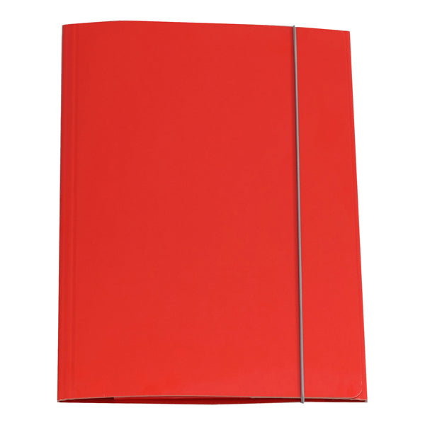 Cartella 3 lembi con elastico - A4 - dorso variabile - cartone plastificato - rosso - Cartotecnica del Garda