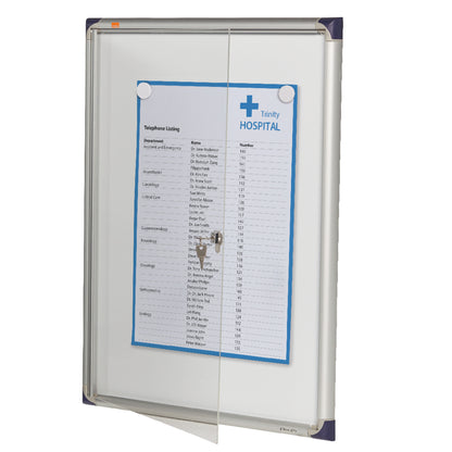 Bacheca per interni ultrapiatta - fondo in metallo magnetico bianco - 4 fogli A4 - verticale - Nobo