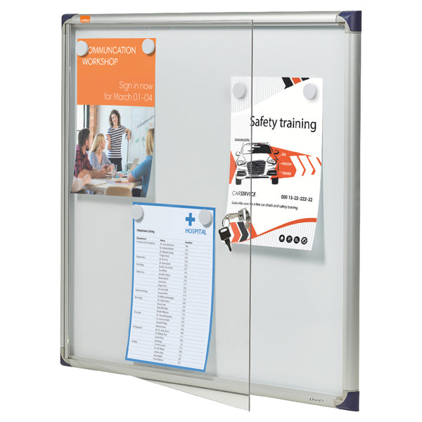 Bacheca per interni ultrapiatta - fondo in metallo magnetico bianco - 6 fogli A4 - orizzontale - Nobo