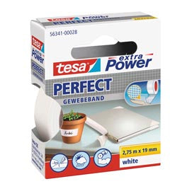 Nastro adesivo telato XP Perfect - 19 mm x 2,7 m - tela plastificata - bianco - Tesa