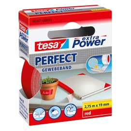 Nastro adesivo telato XP Perfect - 19 mm x 2,7 m - tela plastificata - rosso - Tesa