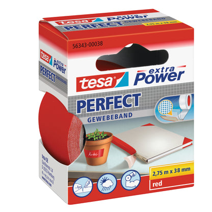 Nastro adesivo telato XP Perfect - 38 mm x 2,7 m - tela plastificata - rosso - Tesa