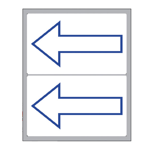 Etichette adesive - in carta - permanenti - 115 x 70 mm - 2 et/fg - 10 fogli - simbolo freccia blu (alto) - bianco - Markin