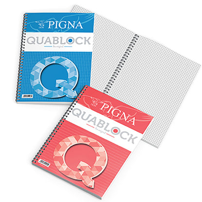 Blocco Quablock Original - spiralato - 22x29,5cm - 1 rigo - 120 fogli - 80gr - 4 fori - microperforato - Pigna