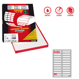 Etichette adesive A/456 - in carta - permanenti - 100 x 17 mm - 30 et/fg - 100 fogli - bianco - angoli tondi - Markin
