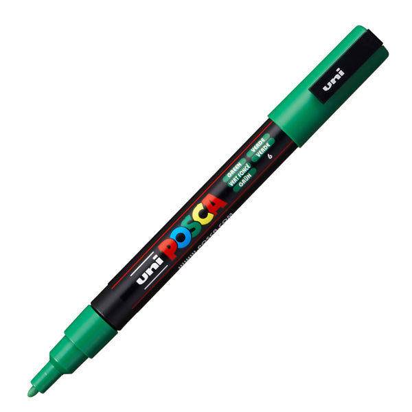 Marcatore a base d'acqua Uni Posca PC3M - punta fine da 0,9mm a 1,3mm  - verde - Uni Mitsubishi