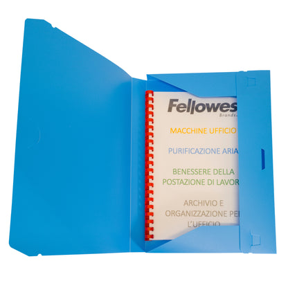 Cartella progetto con elastico - 24 x 35 cm - dorso 3 cm - azzurro - Fellowes