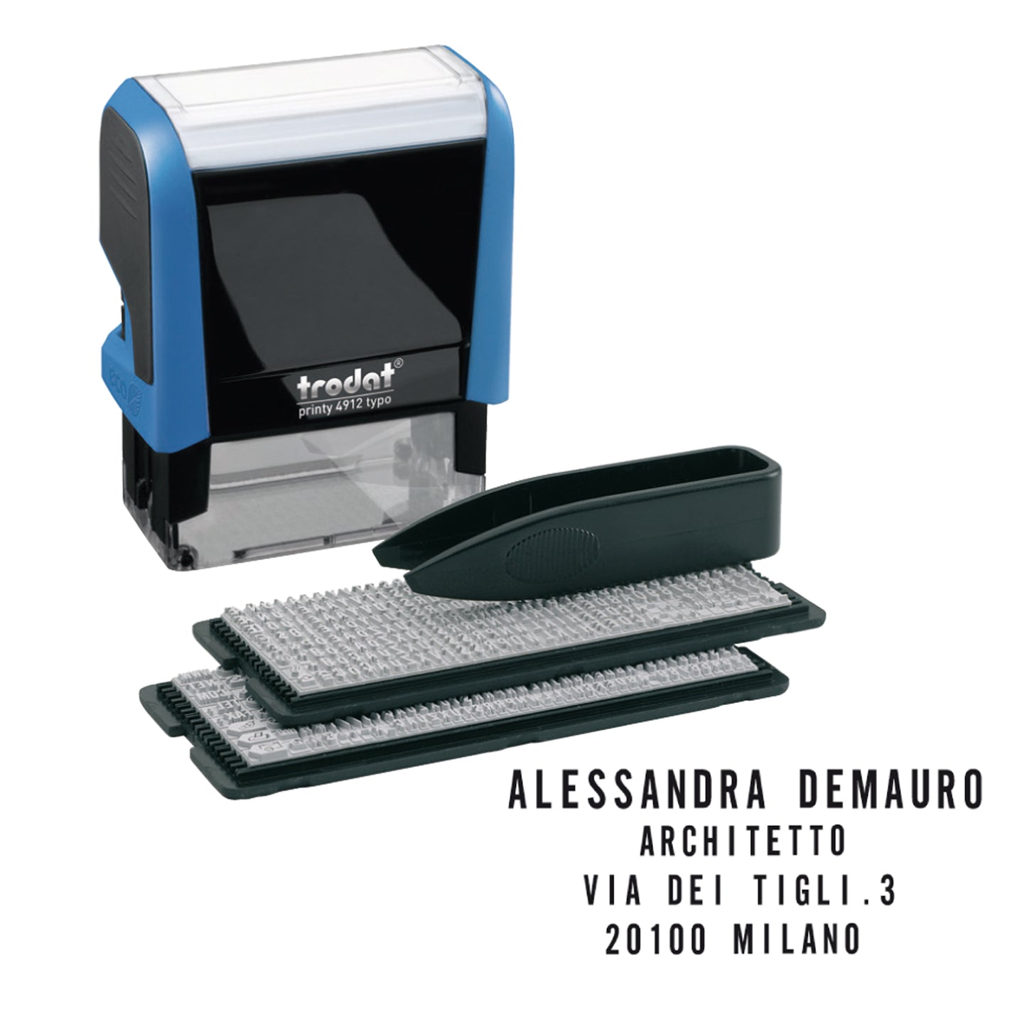 Timbro Printy Typo 4.0 autocomponibile - 58 x 22 mm - 5 righe - Trodat