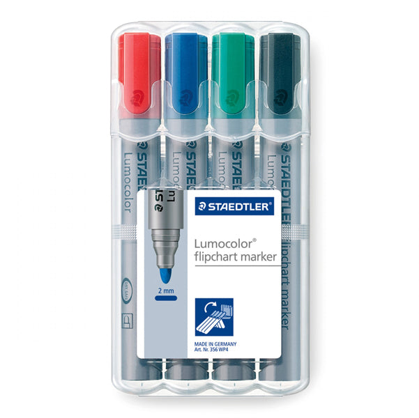 Marcatore Lumocolor Flipchart 356 - punta tonda - tratto 2,0mm - astuccio 4 colori - Staedtler