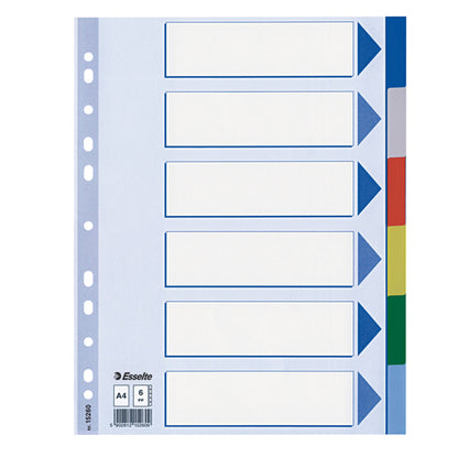 Separatore - 6 tasti colorati - PP - A4 - multicolore - Esselte