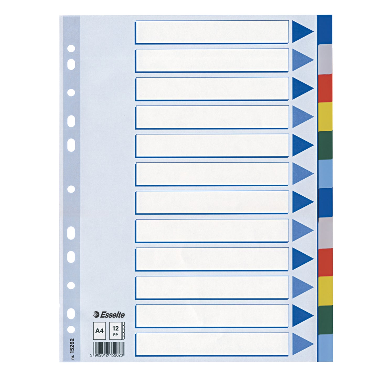 Separatore - 12 tasti colorati - PP - A4 - multicolore - Esselte