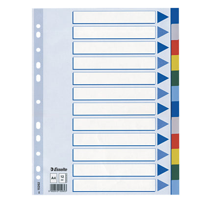 Separatore - 12 tasti colorati - PP - A4 - multicolore - Esselte