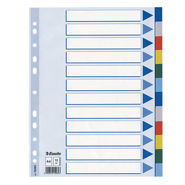 Separatore - 12 tasti colorati - PP - A4 - multicolore - Esselte