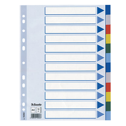 Separatore - 12 tasti colorati - PP - A4 - multicolore - Esselte