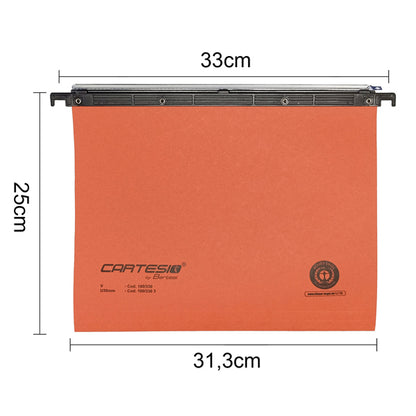 Cartella sospesa Cartesio - cassetto - interasse 33 cm - fondo U - 31,3 x 25 cm - arancio - Bertesi