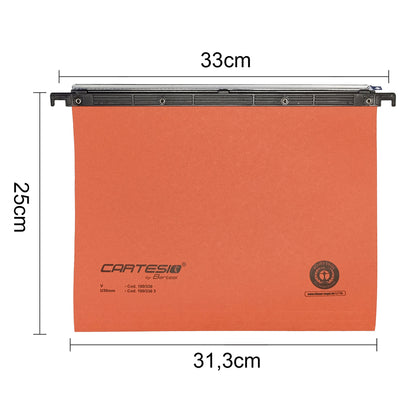 Cartella sospesa Cartesio - cassetto - interasse 33 cm - fondo U - 31,3 x 25 cm - arancio - Bertesi