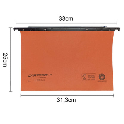 Cartella sospesa Cartesio Plus - cassetto - interasse 33 cm - fondo U - 31,3 x 25 cm - arancio - Bertesi