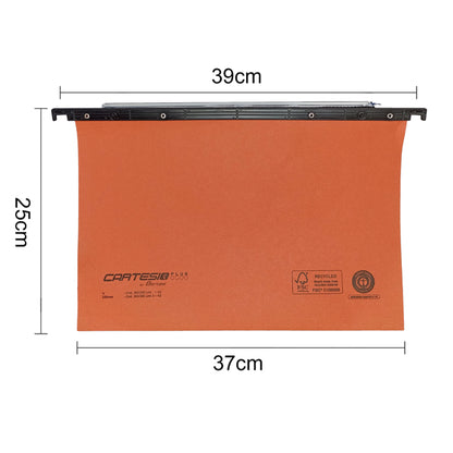 Cartella sospesa Cartesio Plus - cassetto - interasse 39 cm - fondo U - 37 x 25 cm -  arancio - Bertesi