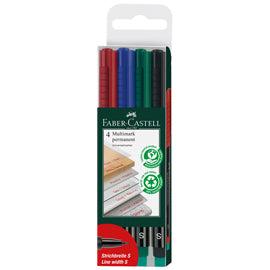 Pennarello Multimark universale con gomma - astuccio 4 colori - punta superfine 0,4 mm - Faber-Castell