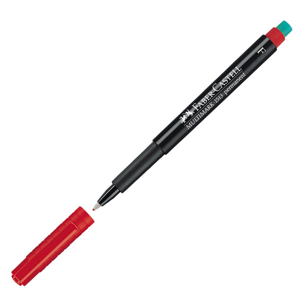 Pennarello Multimark universale permanente con gomma - punta fine 0,6 mm - astuccio 4 colori - Faber-Castell