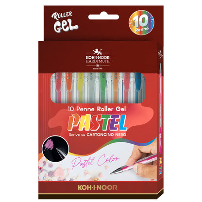 Roller gel colorati - colori pastel - Koh.I.Noor - astuccio 10 roller