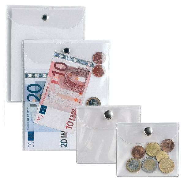 Busta con bottone Press 8E - PVC - 22 x 30 cm - trasparente - Sei Rota