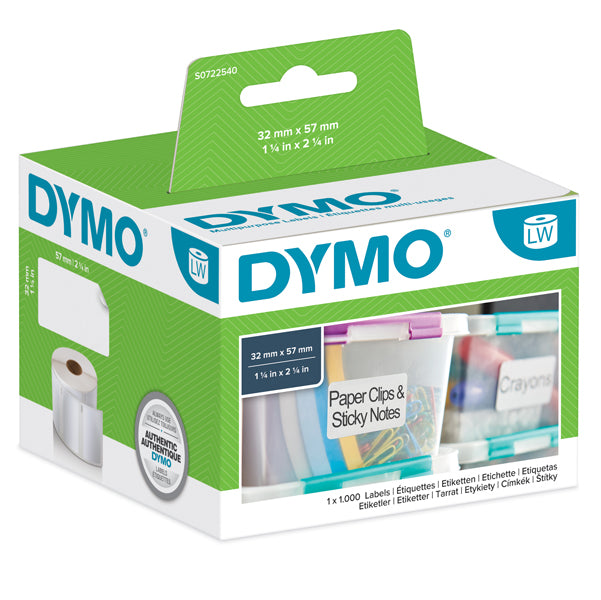 Rotolo 1000 etichette LW 113540 - 57 x 32 mm - carta - multiuso - removibile - bianco - Dymo