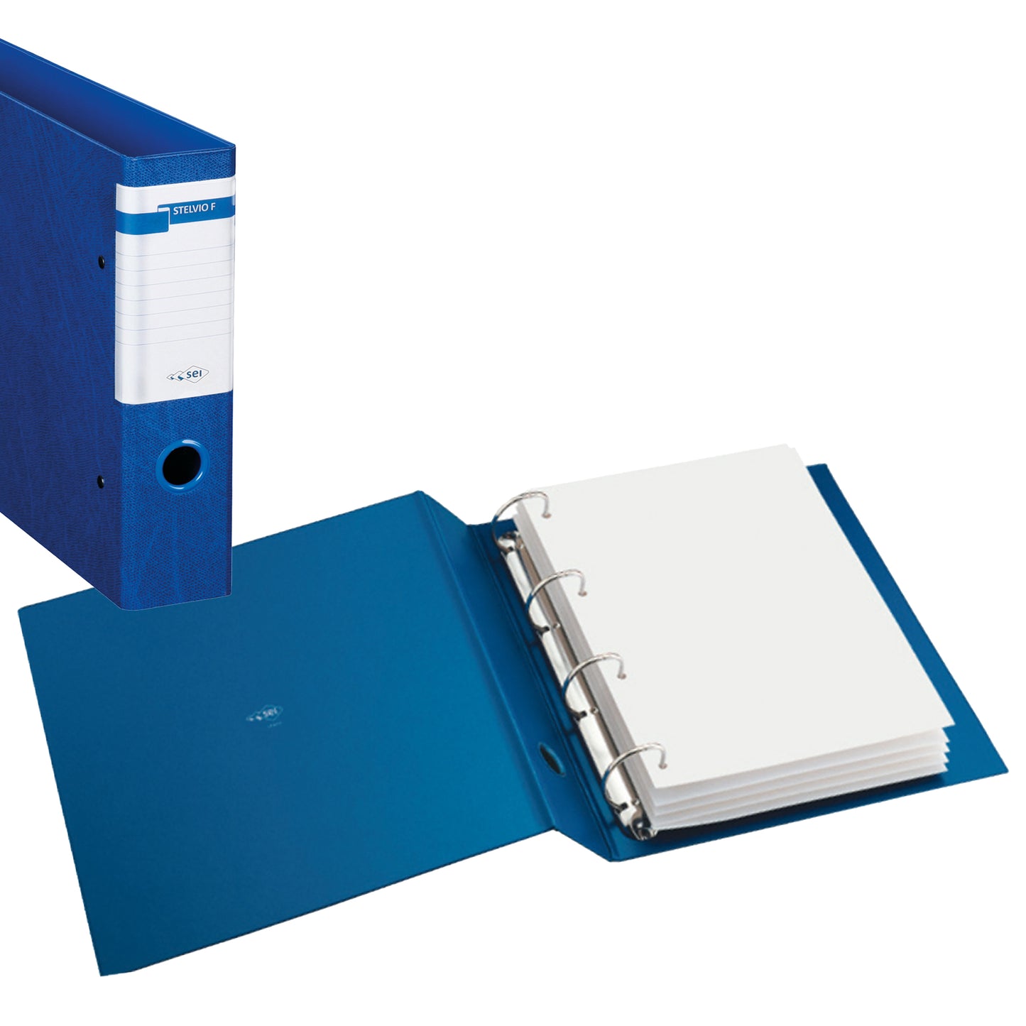 Raccoglitore Stelvio F - 22 x 30 cm - 4 anelli a D 25 mm - dorso 3,5 cm - blu - Sei Rota