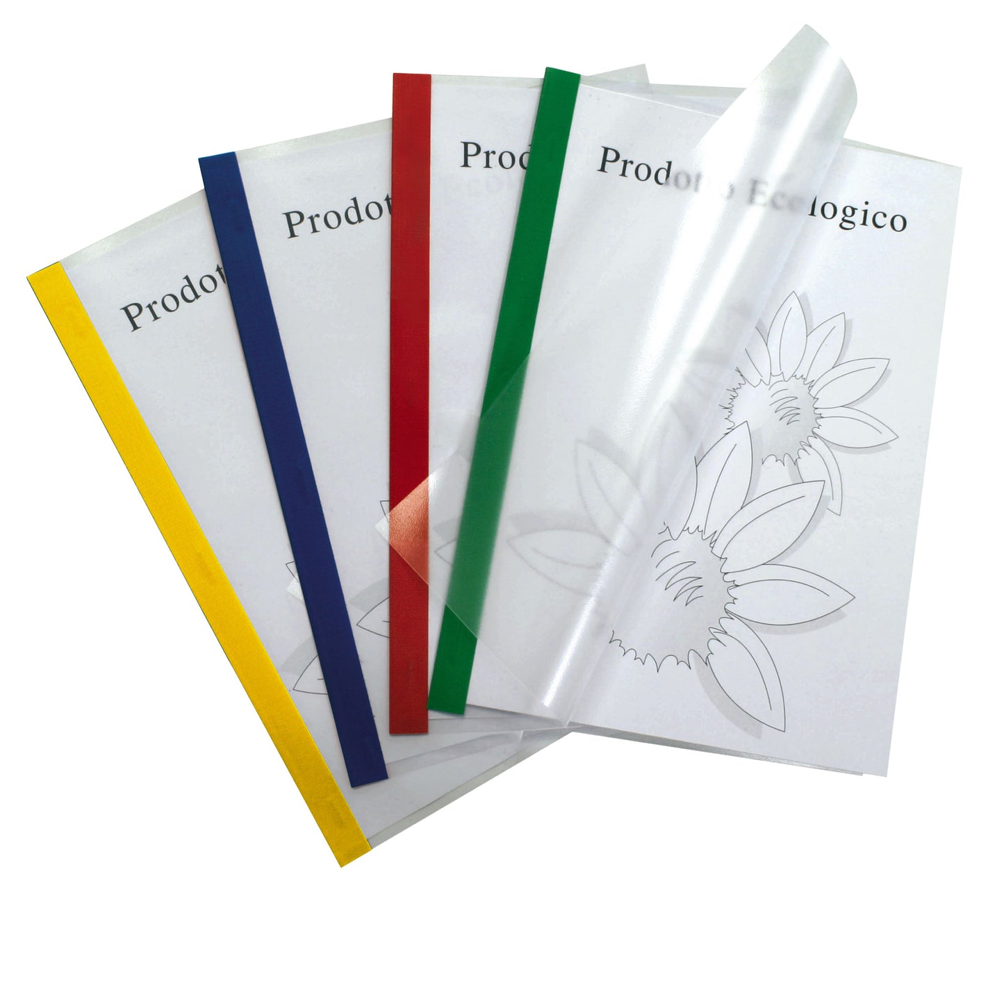 Cartellina per rilegatura Poli 200 - A4 - PP - trasparente buccia - dorso verde - Sei Rota - conf. 10 pezzi