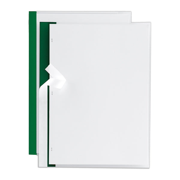 Cartellina per rilegatura Poli 200 - A4 - PP - trasparente buccia - dorso verde - Sei Rota - conf. 10 pezzi