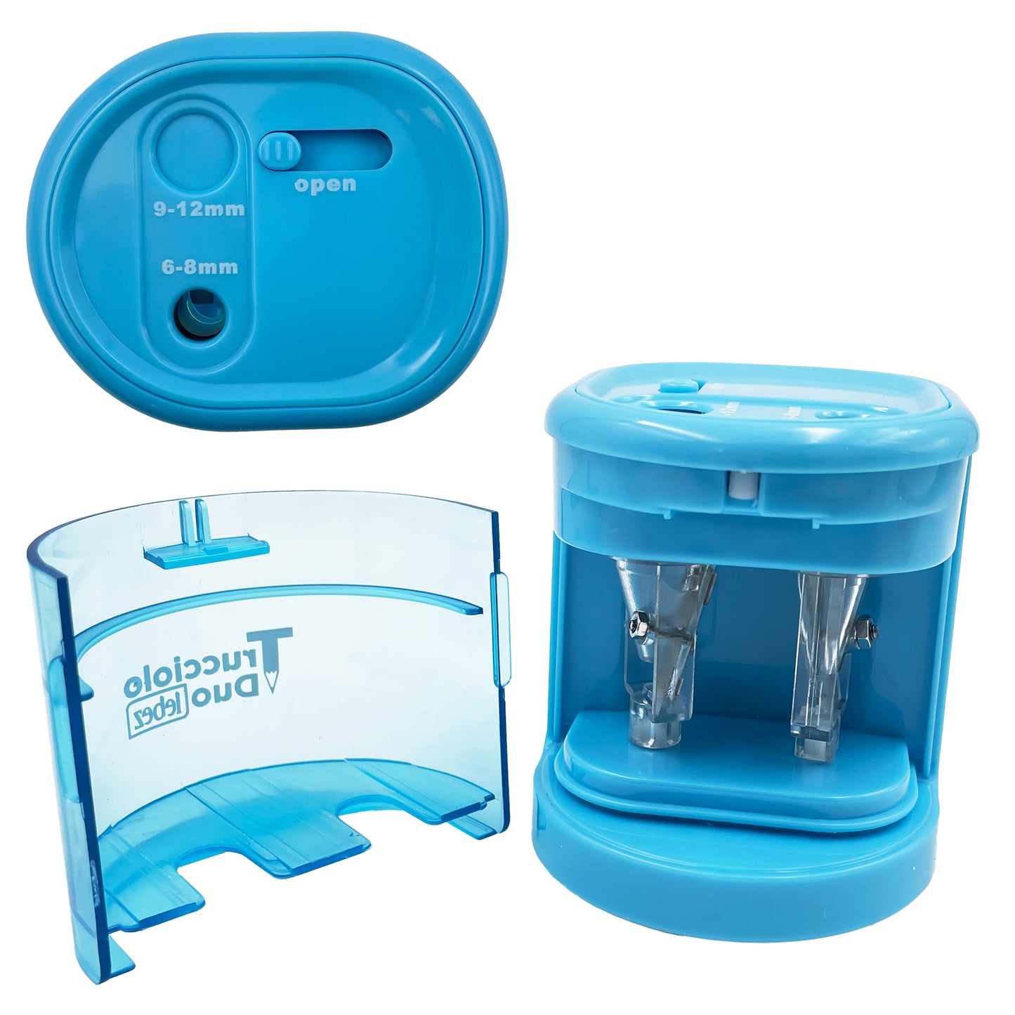 Temperamatite elettrico 4306  con contenitore - 2 fori  - colori assortiti - Lebez
