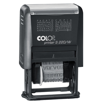 Timbro Printer S220/W Polinomio - 12 diciture - 4 mm - autoinchiostrante - Colop