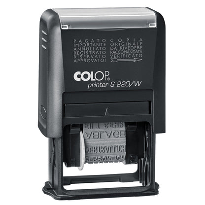 Timbro Printer S220/W Polinomio - 12 diciture - 4 mm - autoinchiostrante - Colop