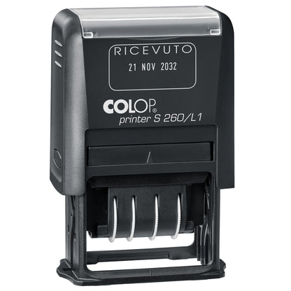 Timbro S260/L1 Datario + RICEVUTO - 4 mm - autoinchiostrante - bicolore - Colop