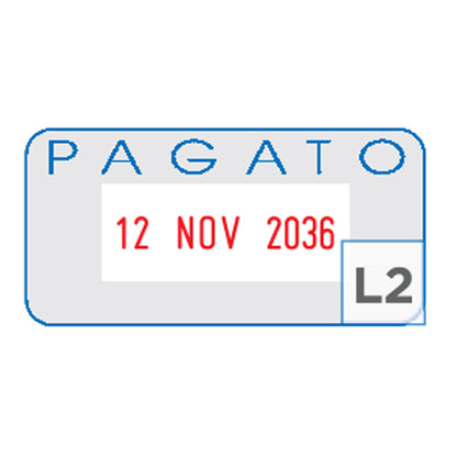 Timbro S260/L2 Datario + PAGATO - 4 mm - autoinchiostrante - bicolore - Colop