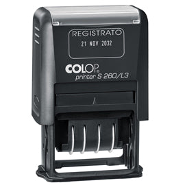 Timbro S260/L3 Datario + REGISTRATO - 4 mm - autoinchiostrante - bicolore - Colop
