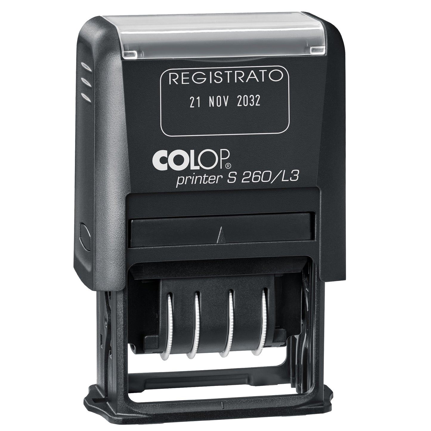 Timbro S260/L3 Datario + REGISTRATO - 4 mm - autoinchiostrante - bicolore - Colop