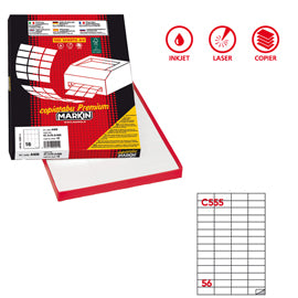 Etichette adesive C/555 - in carta - permanenti - 52,5 x 21,2 mm - 56 et/fg - 100 fogli - bianco - Markin