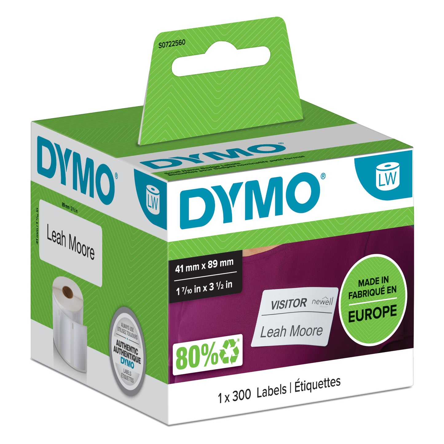 Rotolo 300 etichette LW 113560 - 41 x 89 mm - carta - badge - removibile - bianco - Dymo