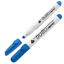 Pennarello Tratto Memo - a secco - per lavagne cancellabili - punta a scalpello - tratto 6,5mm - blu - Tratto