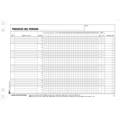 Blocco presenze - 15 x 23cm - 50/50 fogli autoricalcanti - Edipro