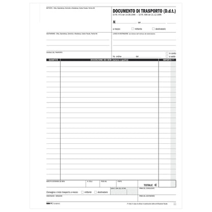 Blocco DDT - 50/50 fogli autoricalcanti - 29,7 x 21cm - Edipro