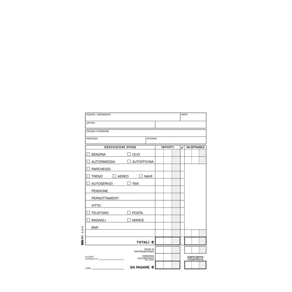 Blocco buste nota spese - 28 x 15cm - Edipro - conf. 25 buste