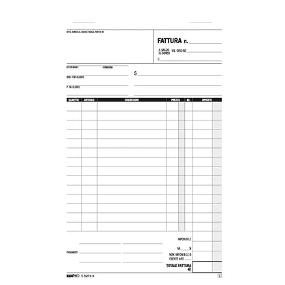 Blocco fatture 1 aliquota Iva - 50/50 fogli autoricalcanti - 23 x 15cm - Edipro
