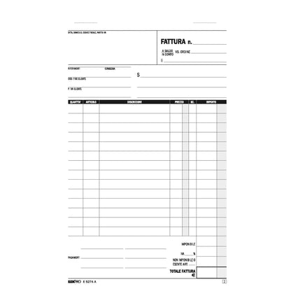 Blocco fatture 1 aliquota Iva - 50/50 fogli autoricalcanti - 23 x 15cm - Edipro